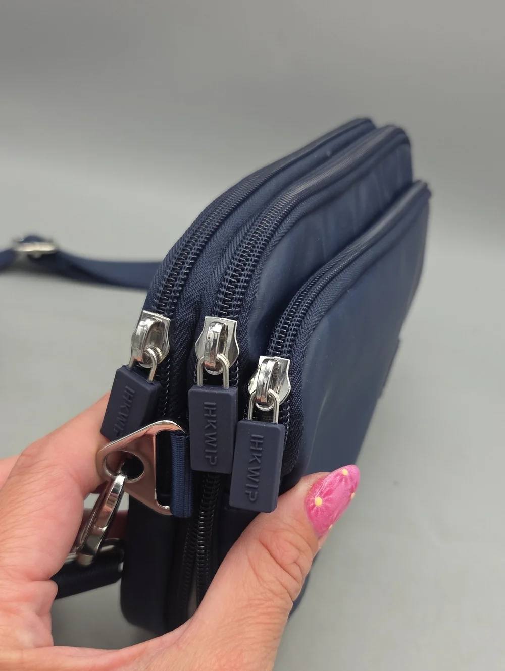 IHKWIP navy crossbody bag  textured nylon finish